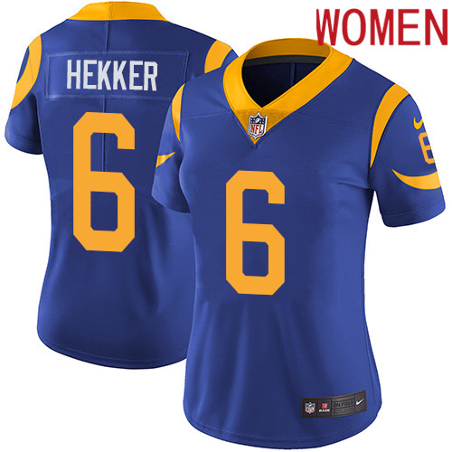 2019 Women Los Angeles Rams #6 Hekker blue Nike Vapor Untouchable Limited NFL Jersey